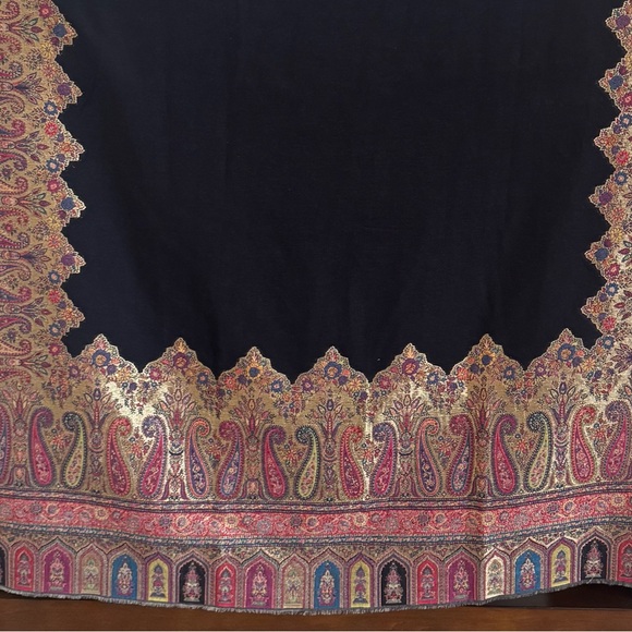 Unisex Pashmina Shawl,Moonlight Border, Wedding Wrap